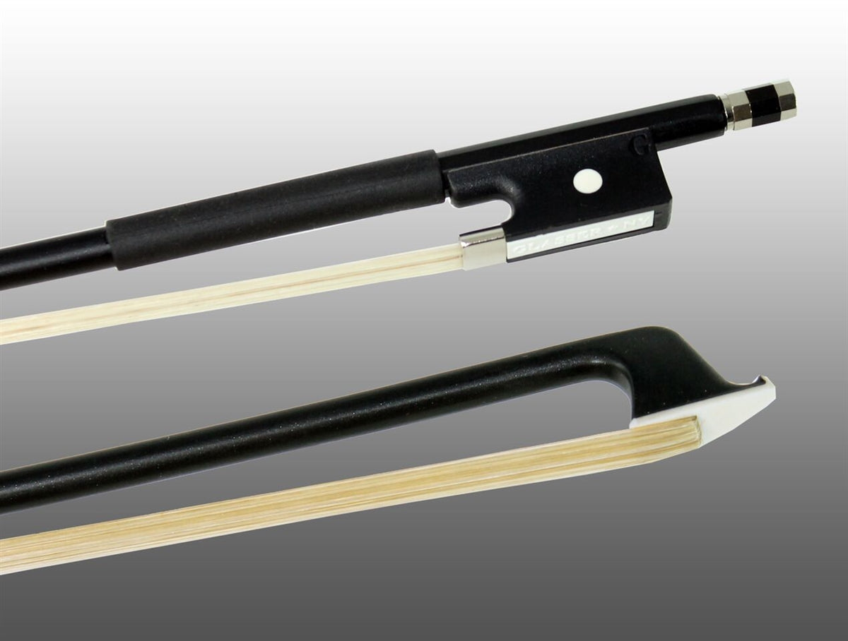 201H - VIOLIN BOW FIBERGLASS HALF-LINED FROG LEATHERETTE GRIP