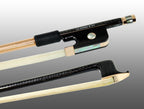 VIOLA BOW BRAIDED CARBON FIBER ROUND, FULLY LINED EBONY FROG, 585 GOLD GRIP & TIP