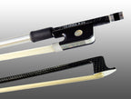 VIOLA BOW BRAIDED CARBON FIBER ROUND, FULLY LINED EBONY FROG, STERLING SILVER WIRE GRIP & TIP