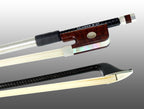VIOLA BOW BRAIDED CARBON FIBER ROUND, FULLY LINED EBONY FROG, STERLING SILVER WIRE GRIP & TIP