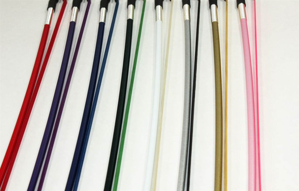 VIOLA BOW FIBERGLASS, COLORED STICK & HAIR, HALF-LINED FROG NICKEL WIRE GRIP