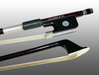 CELLO BOW BRAIDED CARBON FIBER ROUND, FULLY LINED EBONY FROG, NICKEL WIRE GRIP, PLASTIC TIP