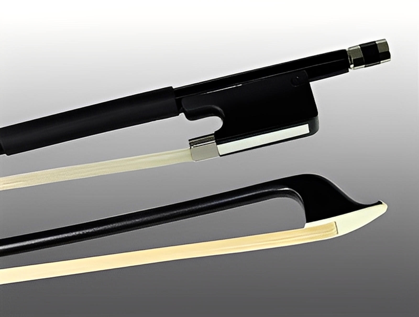 FIBERGLASS CELLO BOW HALF-LINED FROG LEATHERETTE GRIP KAMEL SYNTHETIC HAIR