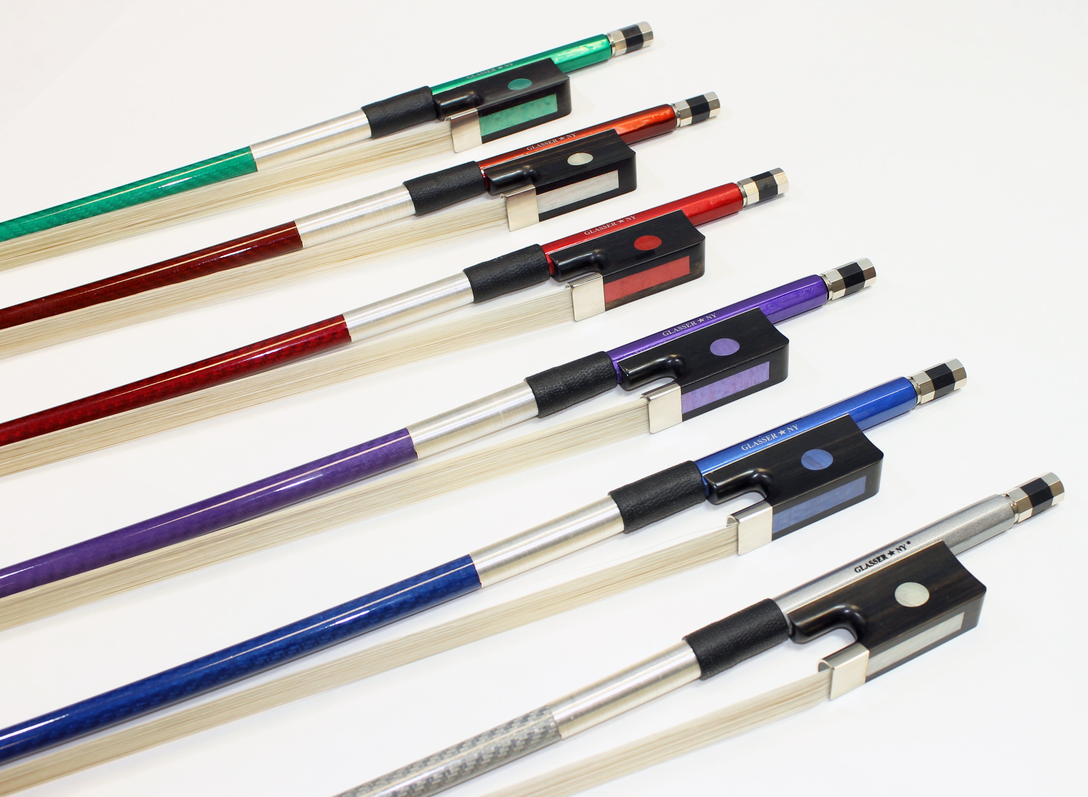 F503SHC - BASS BOW FRENCH FIBERGLASS, COLORED STICK, HALF-LINED FROG NICKEL WIRE GRIP