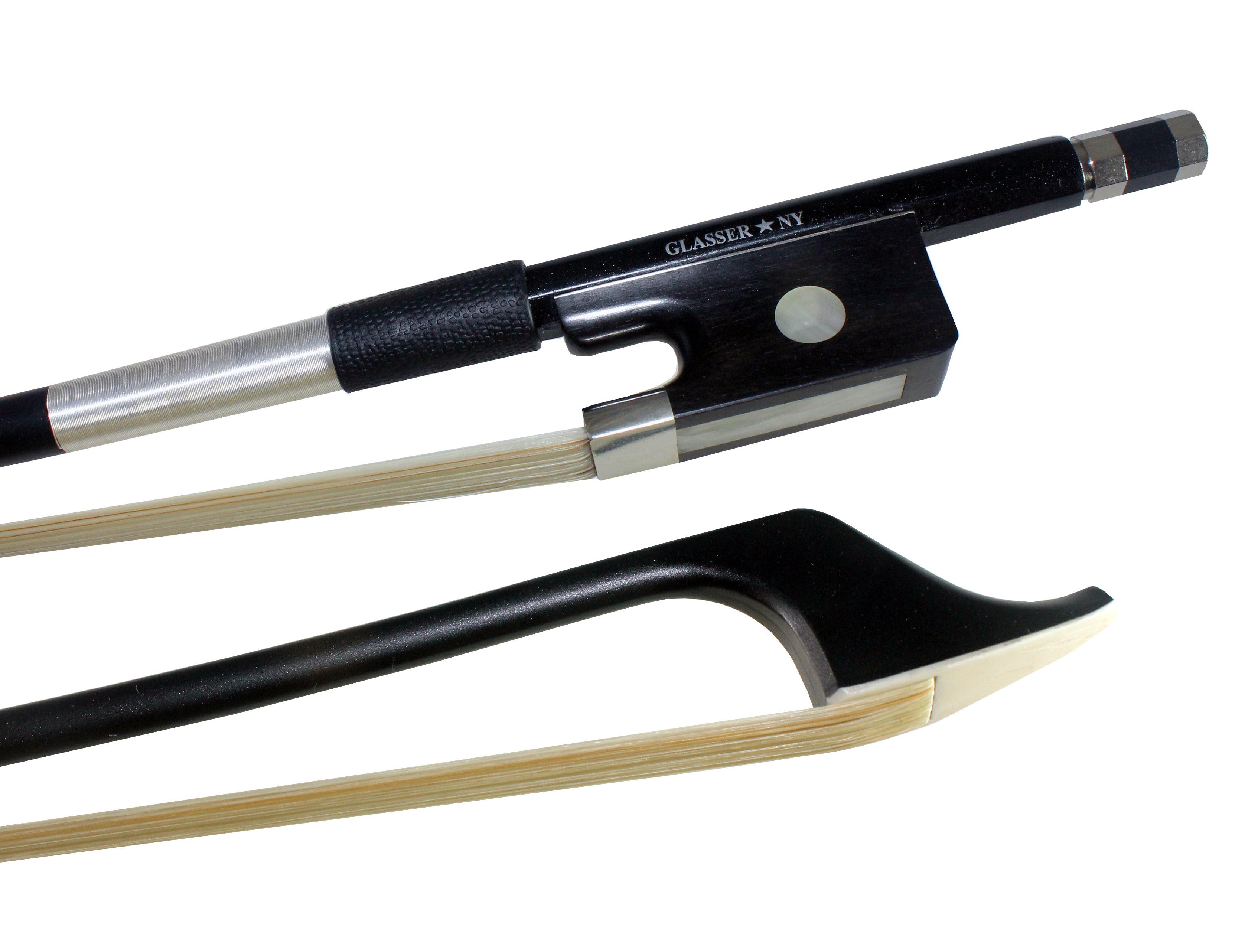 F5000X - BASS BOW FRENCH CARBON COMPOSITE, HALF-LINED EBONY FROG,  NICKEL WIRE GRIP