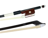 BASS BOW FRENCH BRAIDED CARBON FIBER OCTAGONAL, FULLY LINED SNAKEWOOD FROG, STERLING SILVER WIRE GRIP & TIP