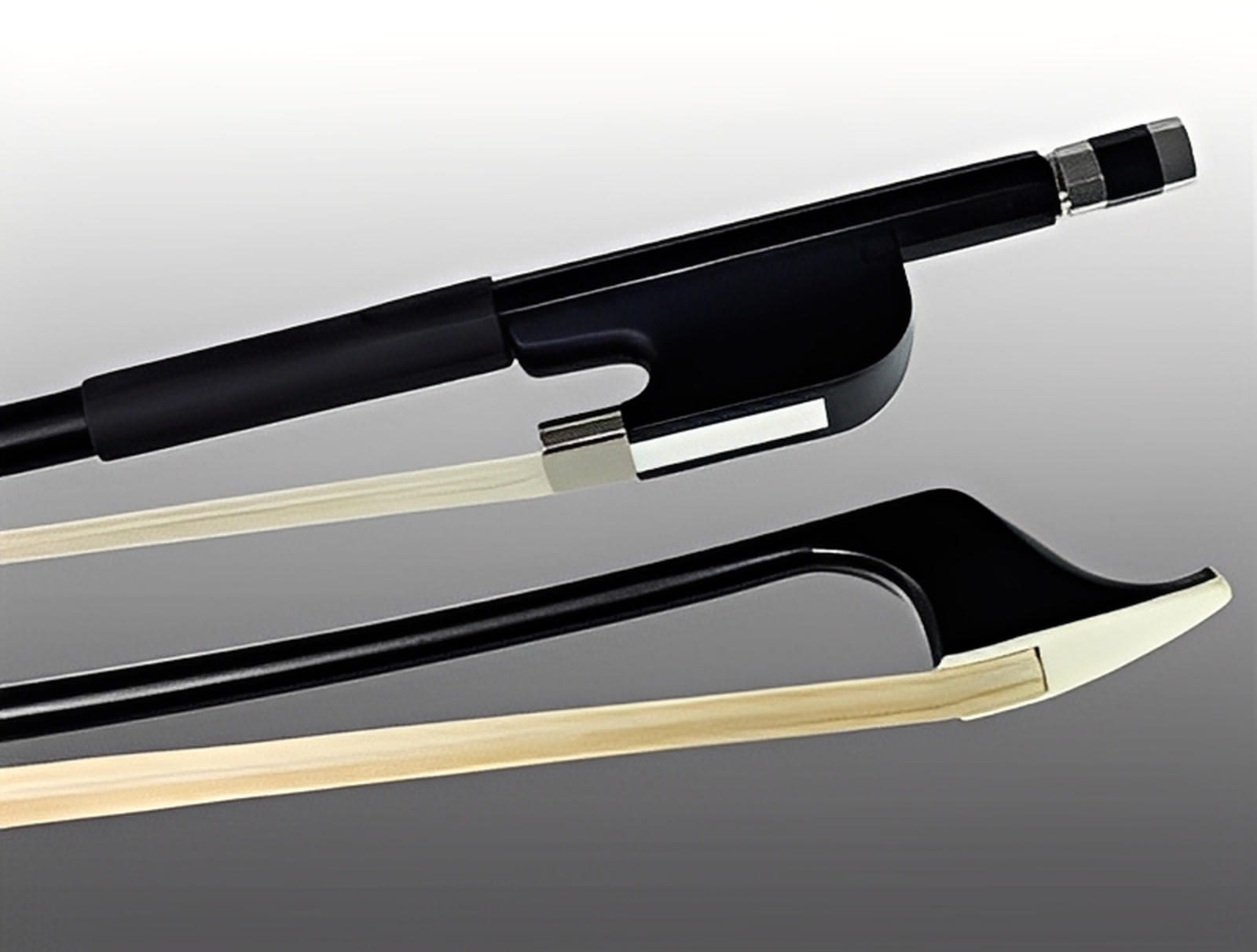 FIBERGLASS FRENCH BASS BOW FIBERGLASS HALF-LINED FROG LEATHERETTE GRIP  KAMEL SYNTHETIC HAIR