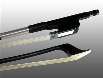 FIBERGLASS FRENCH BASS BOW FIBERGLASS HALF-LINED FROG NICKEL SILVER WINDING LEATHERETTE GRIP  KAMEL SYNTHETIC HAIR