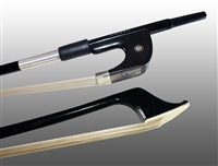 BASS BOW GERMAN CARBON GRAPHITE, FULLY-LINED EBONY FROG, NICKEL WIRE GRIP