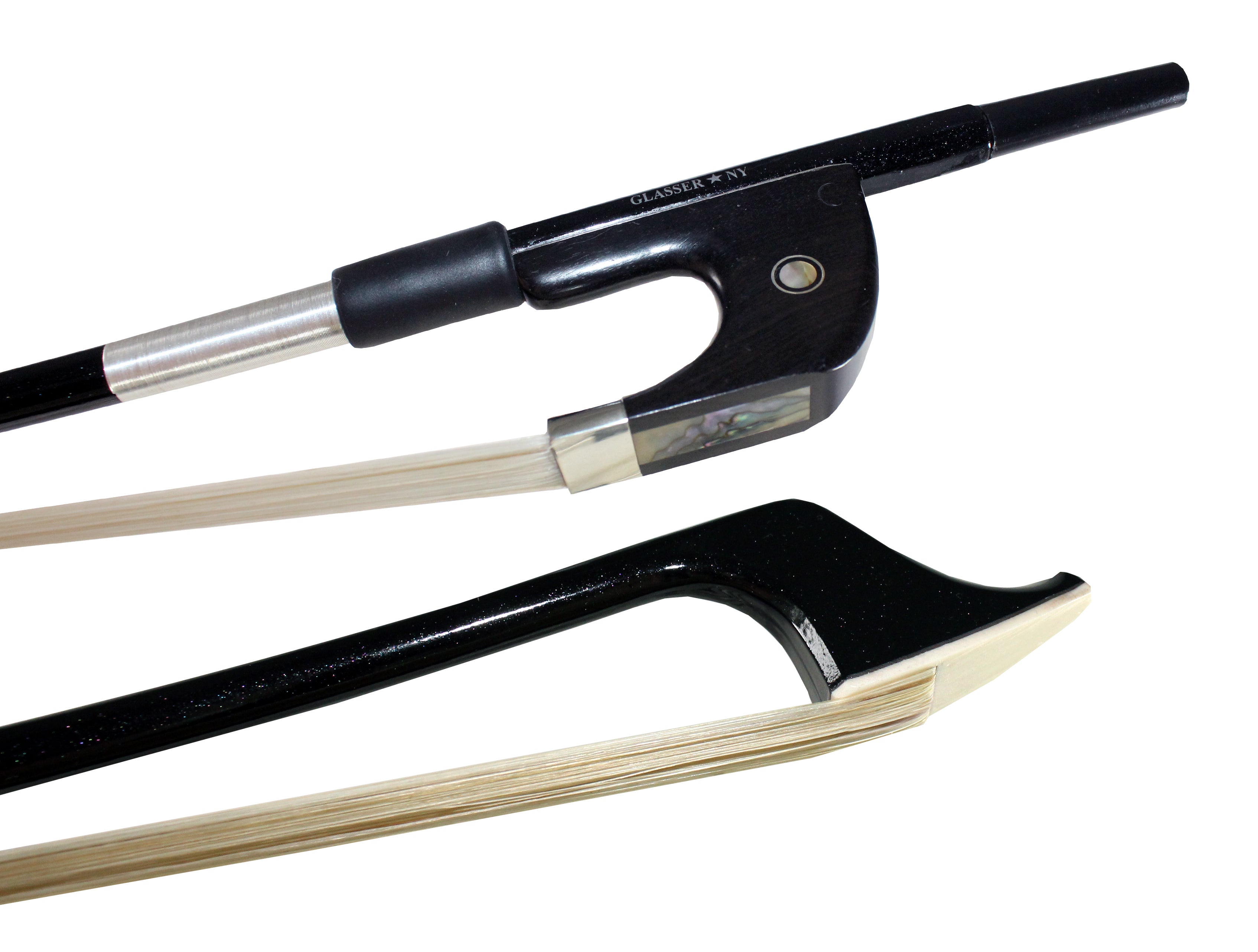G5000CG - BASS BOW GERMAN CARBON GRAPHITE, FULLY-LINED EBONY FROG, NICKEL WIRE GRIP