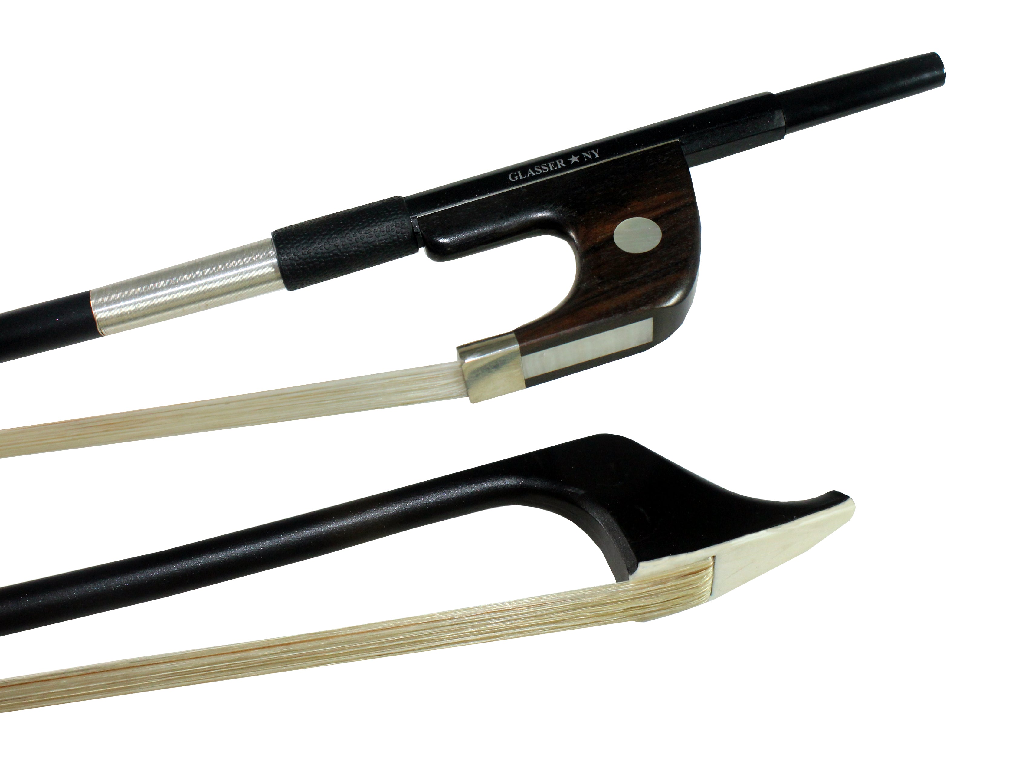 G5000X - BASS BOW GERMAN CARBON COMPOSITE, HALF-LINED EBONY FROG,  NICKEL WIRE GRIP