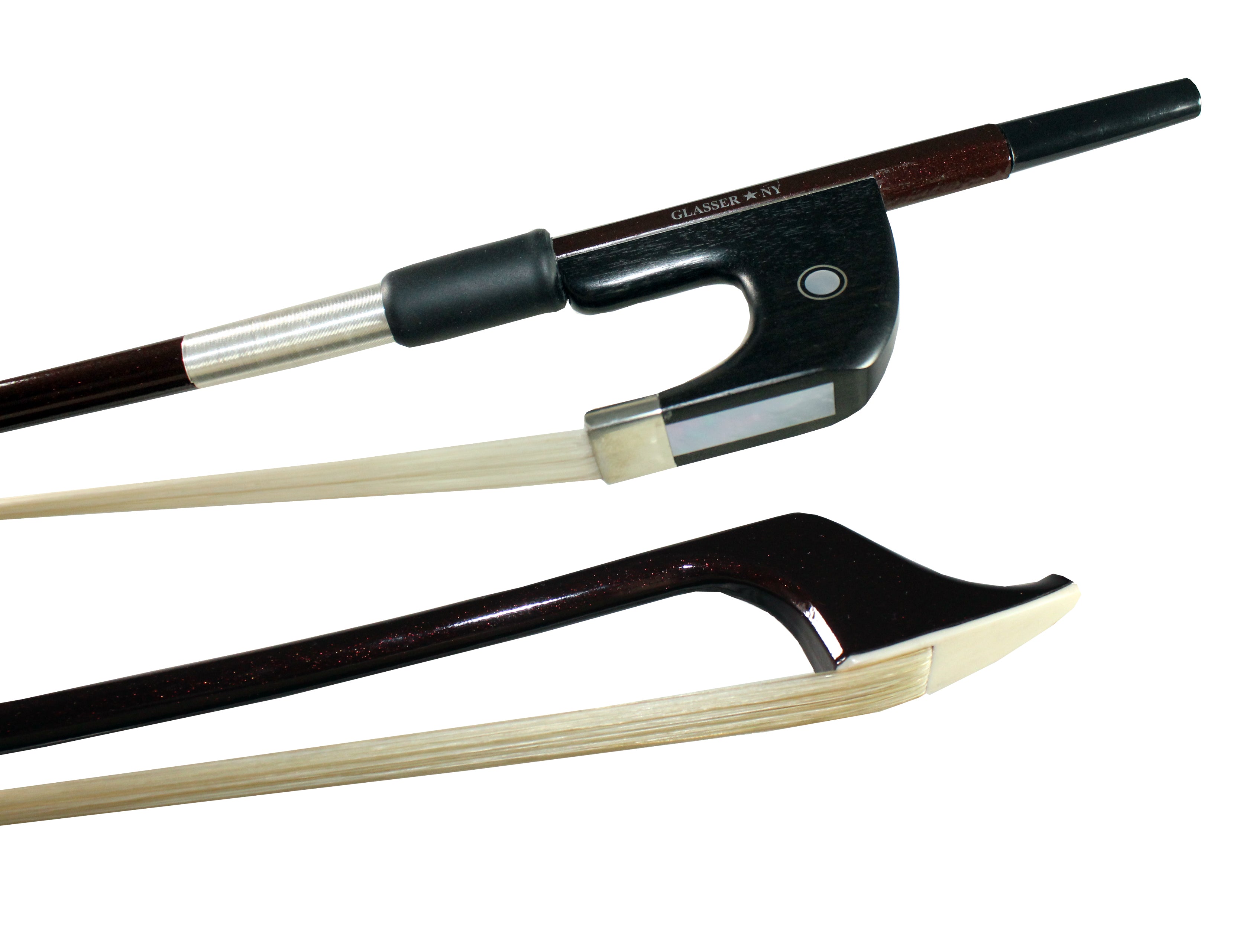 G500AC - BASS BOW GERMAN ADVANCED COMPOSITE, FULLY-LINED EBONY FROG, NICKEL WIRE GRIP