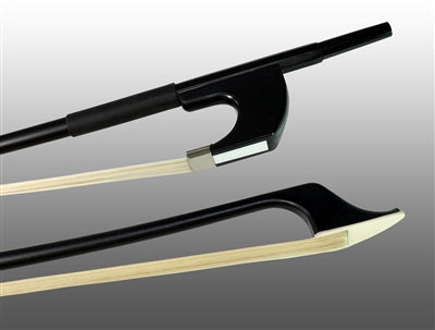 FIBERGLASS GERMAN BASS BOW FIBERGLASS HALF-LINED FROG LEATHERETTE GRIP  KAMEL SYNTHETIC HAIR