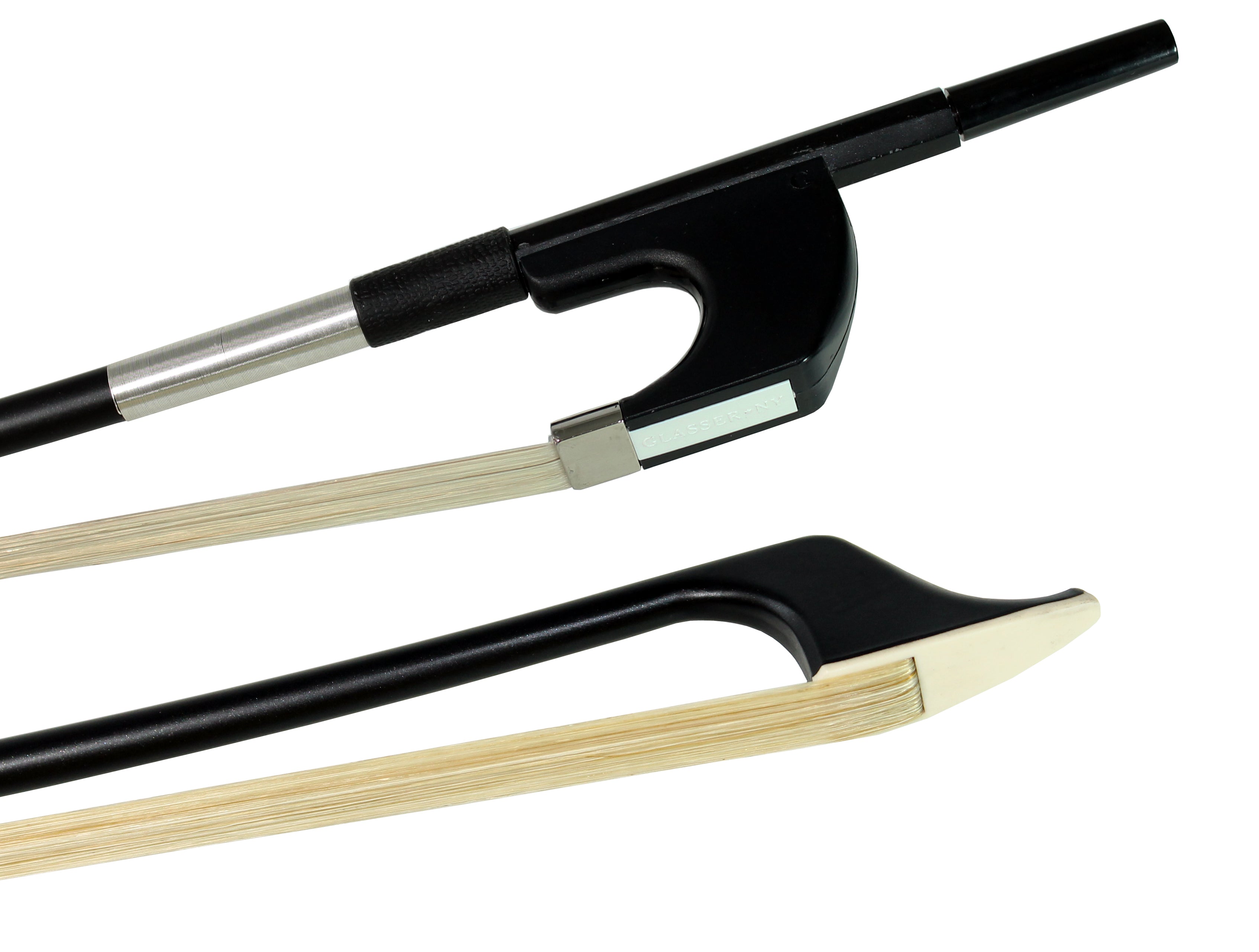 G503SHC - BASS BOW GERMAN FIBERGLASS, COLORED STICK, HALF-LINED FROG NICKEL WIRE GRIP