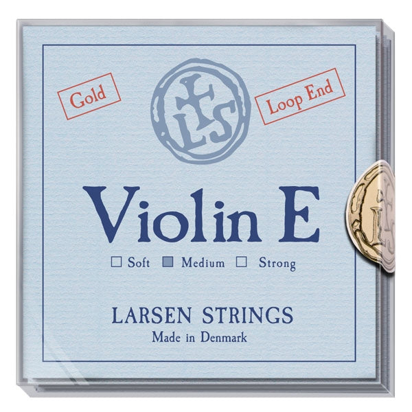 LARSEN VIOLIN PREMIUM SET MEDIUM W/ SILVER D AND GOLD E, LOOP END
